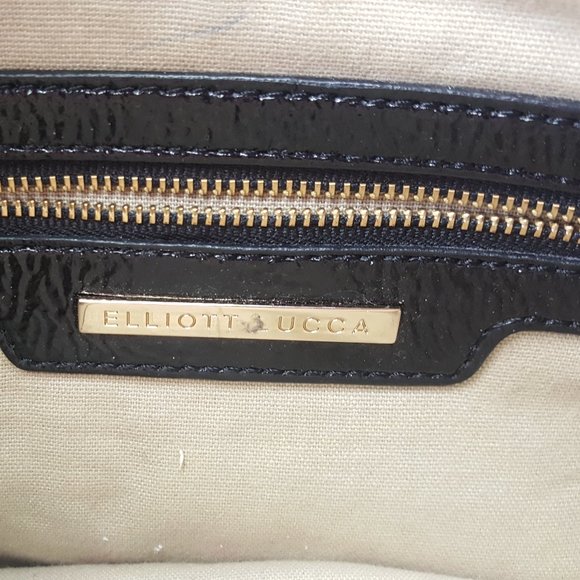 Black basket weave leather Elliot Lucca hand bag - Picture 5 of 6